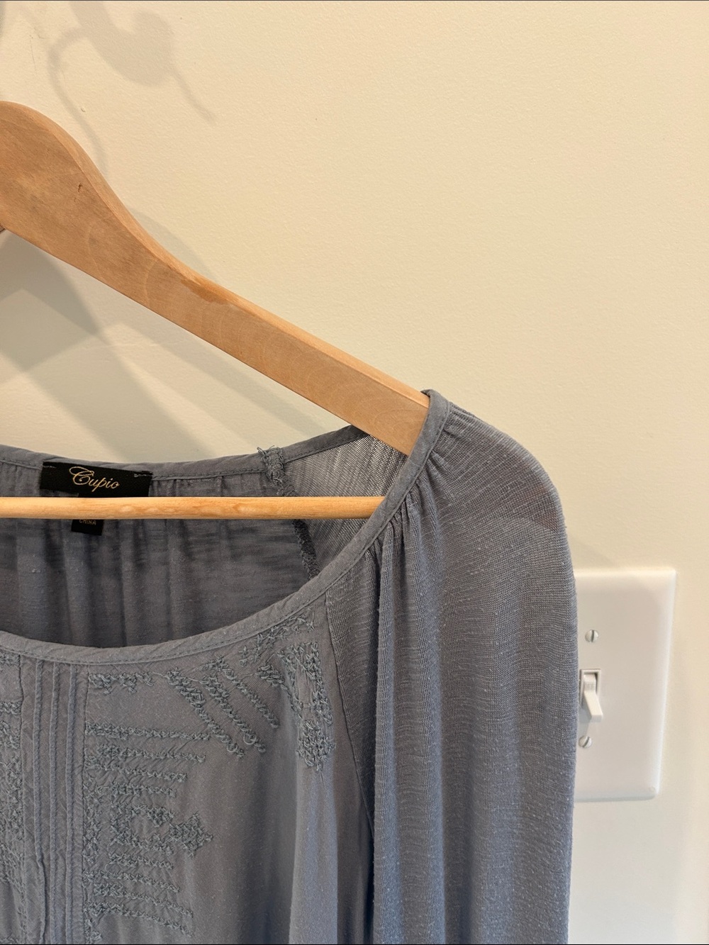 Cupio Slate Blue Embroidered Tunic Top